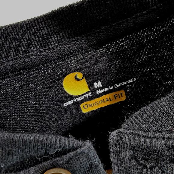 Carhartt T Shirt Mens Medium Black Pocket Original Fit Tee Long Sleeve Button - Picture 3 of 10